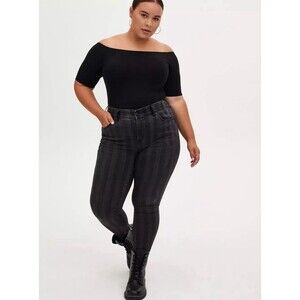 NEW Torrid Womens Size 16 Bombshell Black Stripe High Rise Stretch Skinny Jeans